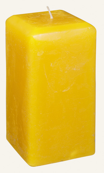Stumpenkerze eckig gelb