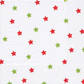Cocktail-Servietten Little Stars red/green